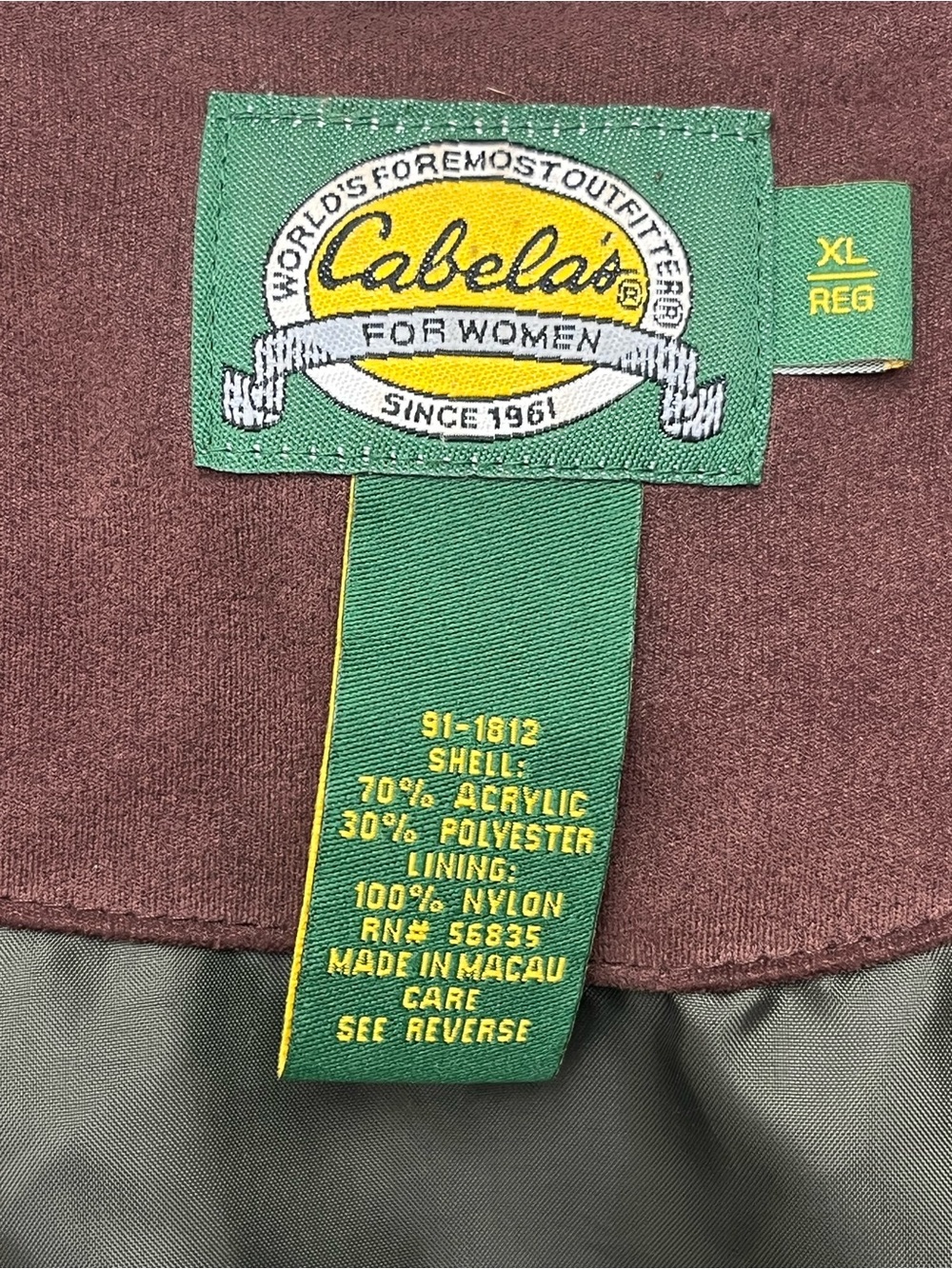 Cabelas Womens Green Moose Pine Tree Applique Cabin Core Sherpa Fleece Jacket XL - Picture 9 of 10